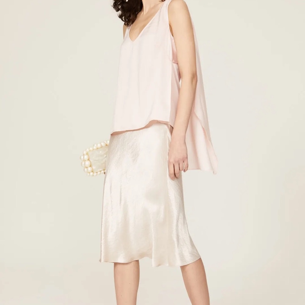 OSMAN Blush Pink V-Neck Tie Back Sleeveless Blouse
